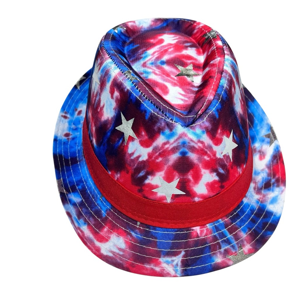 Way To Celebrate Patriotic Red White and Blue Tie Die Fedora Hat NWT